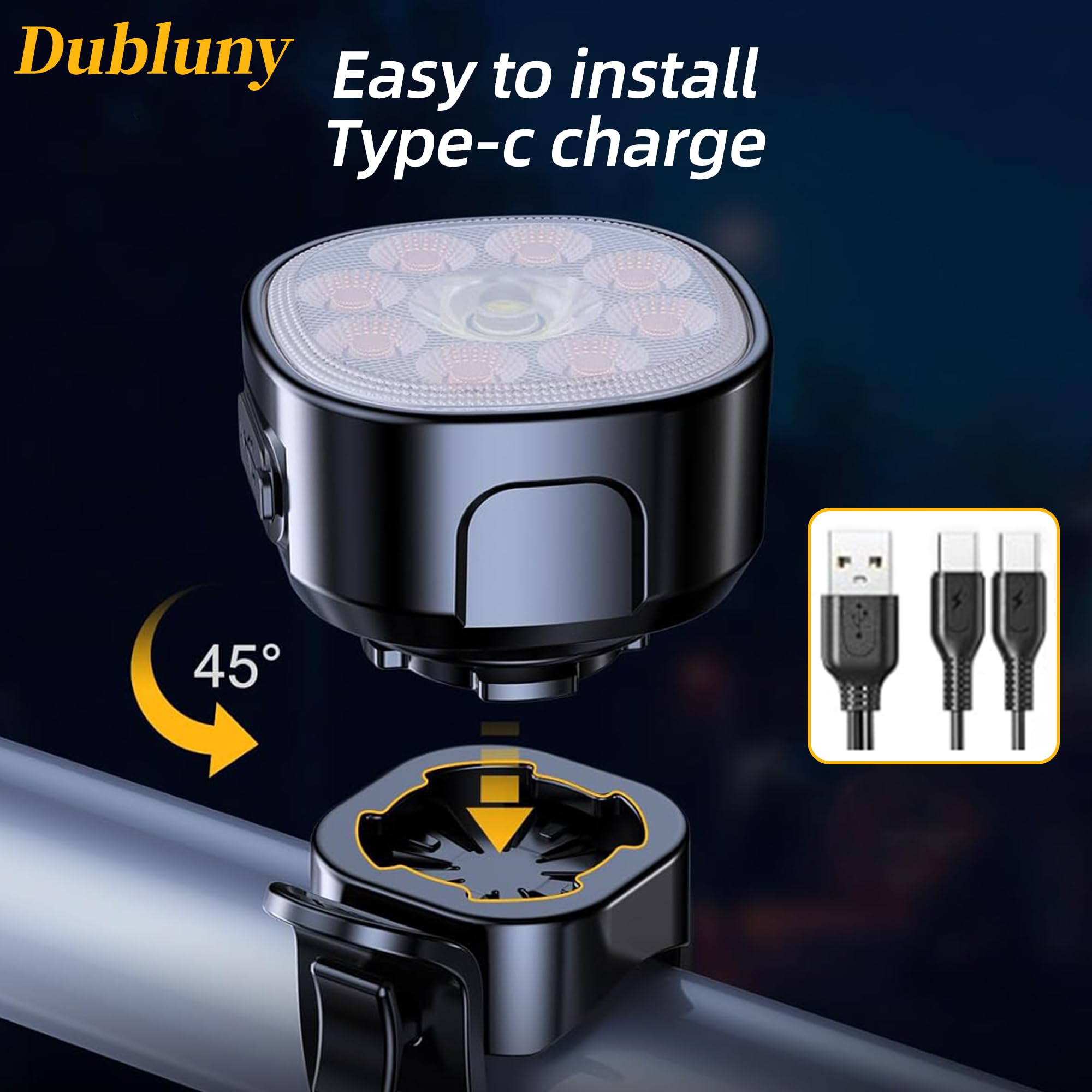 Luci per bicicletta [8+7 modalità], luci anteriori e posteriori super luminose, ultra luminose con faretto e proiettore, impermeabile IP65 e luci per scooter, facili da installare