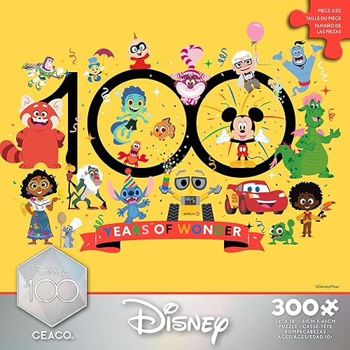 Miniatura 2 de Ceaco - 100 aniversario de Disney - 100 años de maravilla - Rompecabezas de 300 piezas de gran tamaño