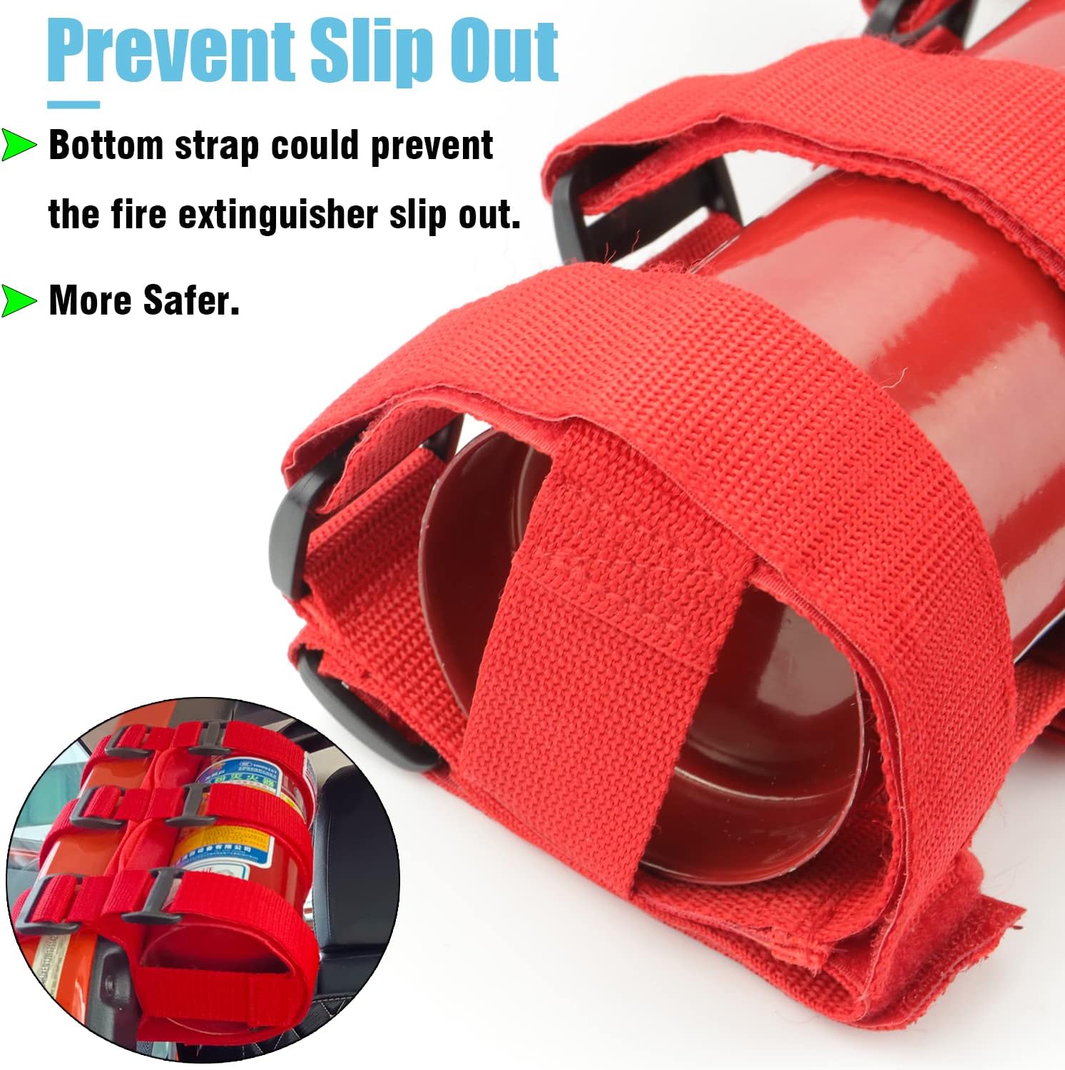 Fire Extinguisher Holder Rollbar Adjustable Strap Bracket for Jeep Wrangler | Unlimited CJ YJ TJ LJ JK JKU JL JLU Red with USA Flag Pattern