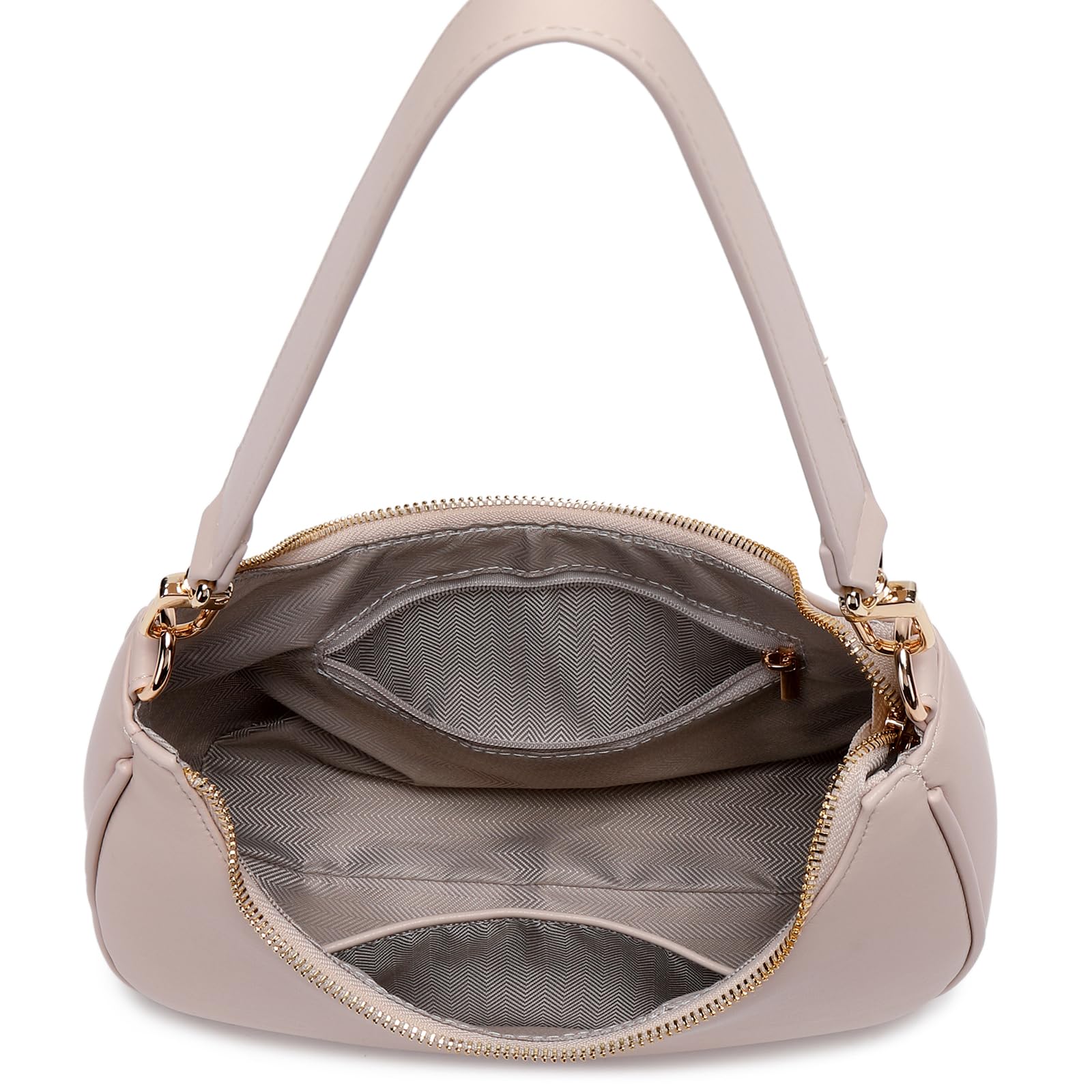 Women's Shoulder Bags Cute Hobo Purses Vintage Handbags with Zipper Lightweight Underarm for Dating Shopping Gift (Nude) view 5