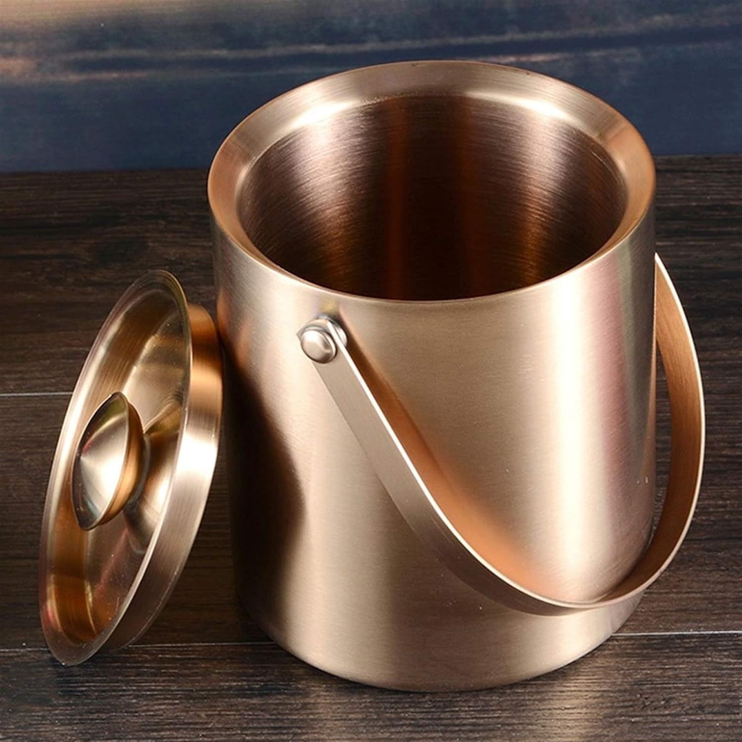 Cubitera Botella Vino Cubo de Metal para Hielo, Cubo de Acero, contenedor de Almacenamiento para Cubitos de Hielo con Tapa, enfriadores, Botella de Vino, champán y Cerveza