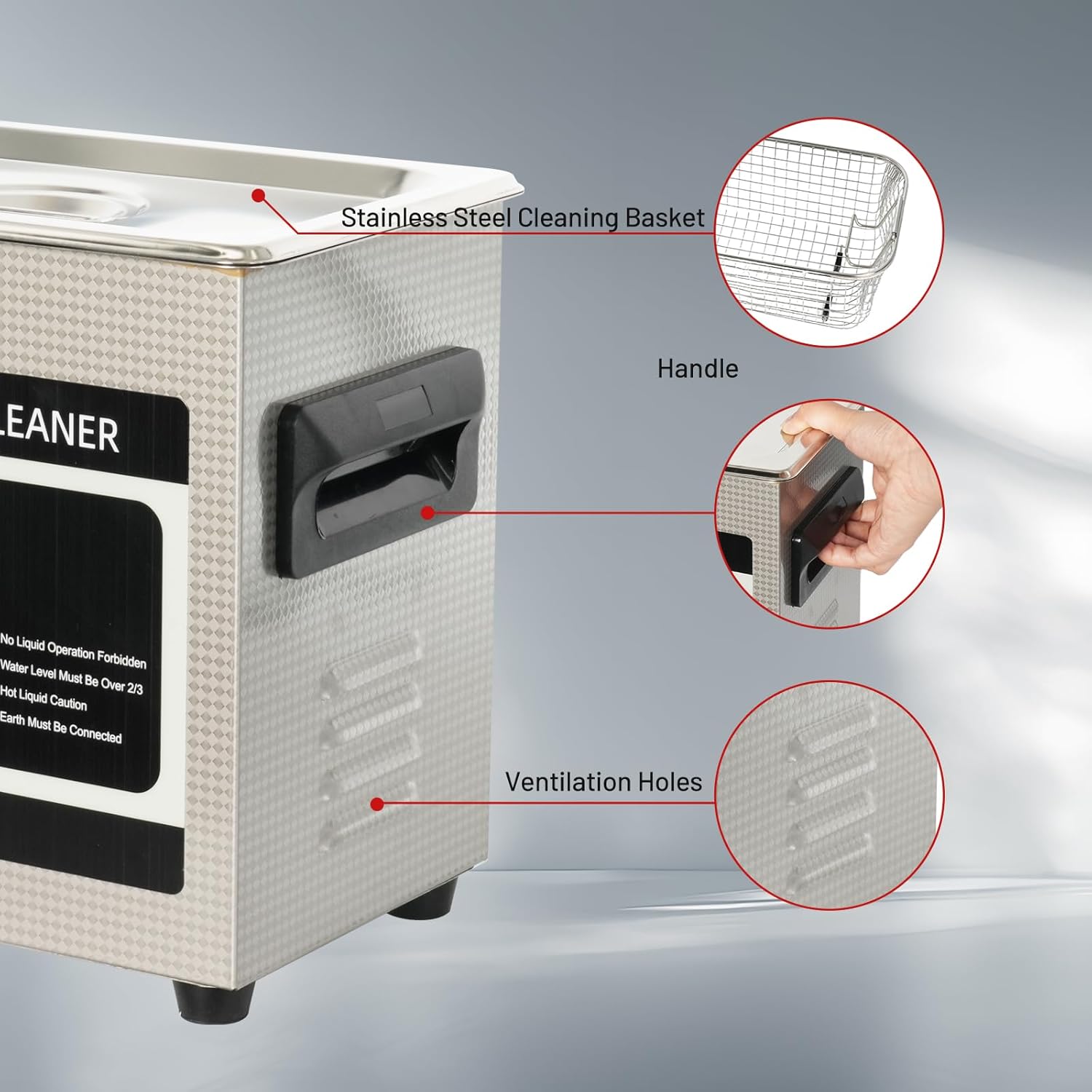 ZKH Professional Jewelry Cleaning Machine 3.2L, High Frequency Sonic Cleaner with Digital Timer&Heater, Ultrasonic Machine for Jewelry, Eyeglasses, Watch Straps, Ring, Dentures, Industrial Parts