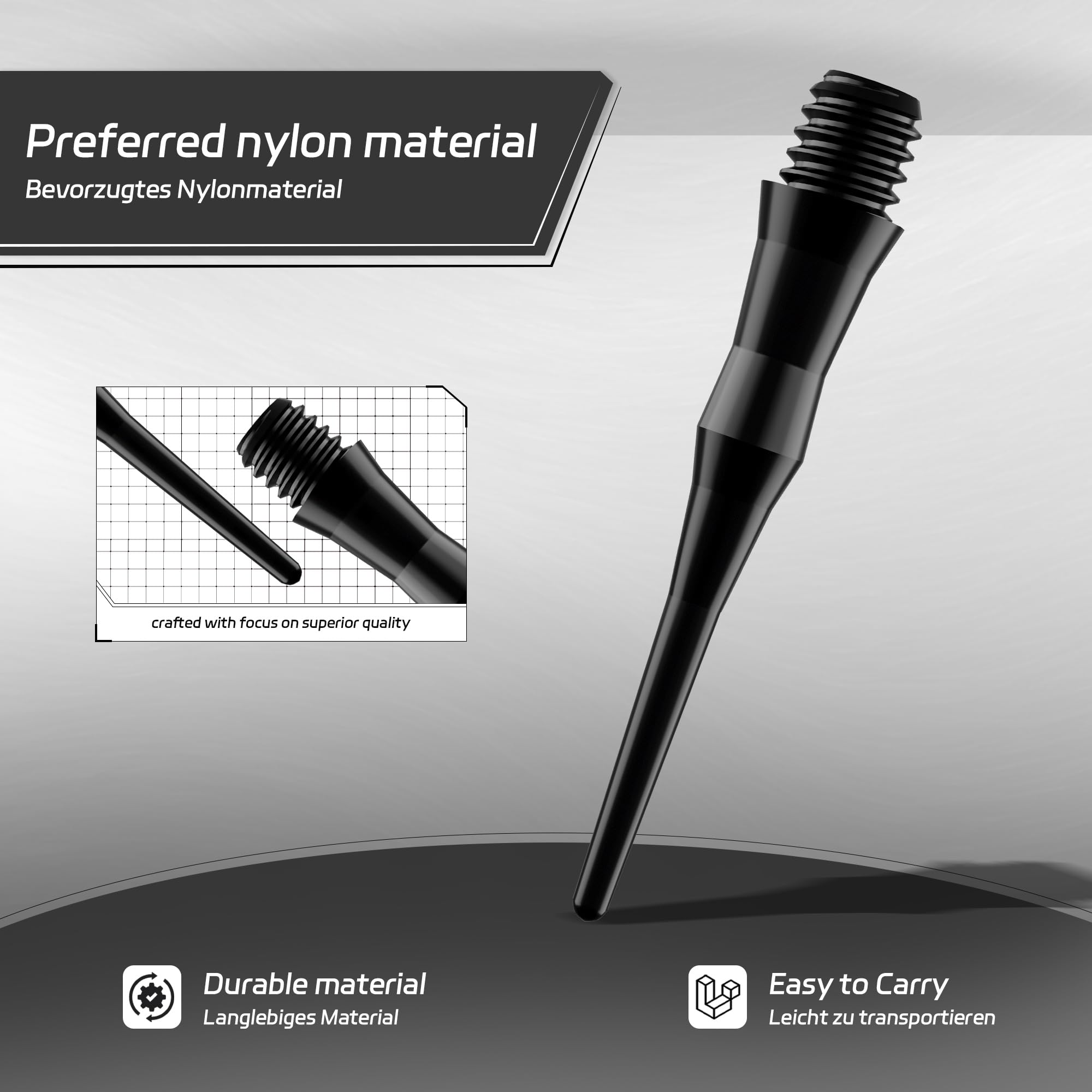 CyeeLife Premium Jeu de Pointes de Fléchettes, 100 Pièces Filetage 2BA, Pointes de Fléchettes Professionnelles, Pointes de Remplacement Fléchettes en Plastique, Extrêmement Stables & Durables