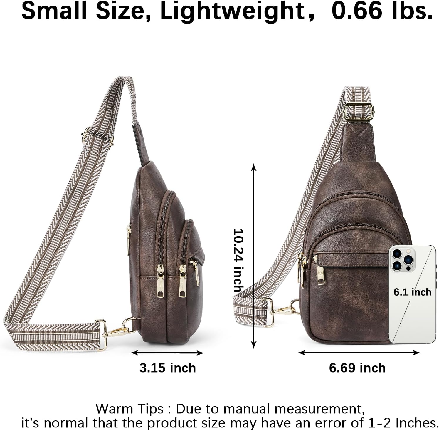 BOSTANTEN Small Sling Bag for Women Leather Crossbody Bags Fanny Pack Chest Bag for Travel - Image 2