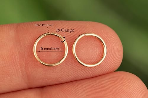 Miniatura 114 de Gold Hoop Earrings Silver Hoop Earrings - Hoop Earrings For Women Two Pcs Of Thin Gold Filled Sterling Silver Hoops, Helix Hoop, Tragus Ring