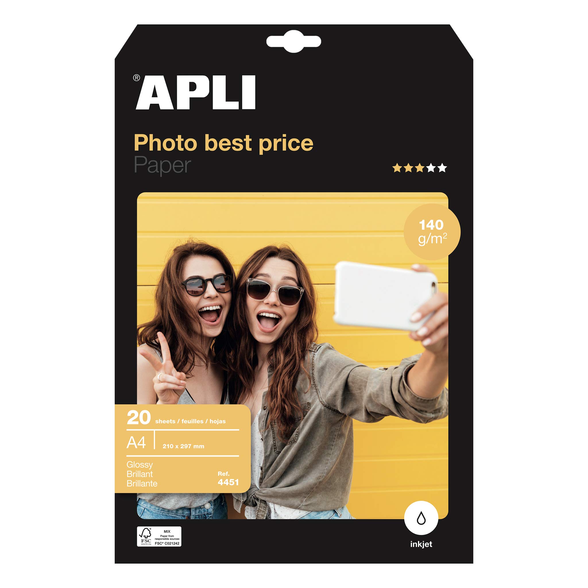 APLI 004451 Glossy Photo Paper 210 x 297 mm; 135 g (Pack of 20