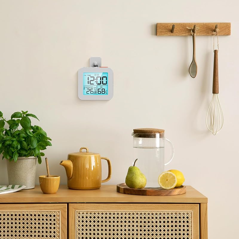 Sharplace Digitális Fürdőszobai Óra Vízálló Időzítő Ébresztő Hőmérő Páratartalom Mérő Konyhai Timer Fehér