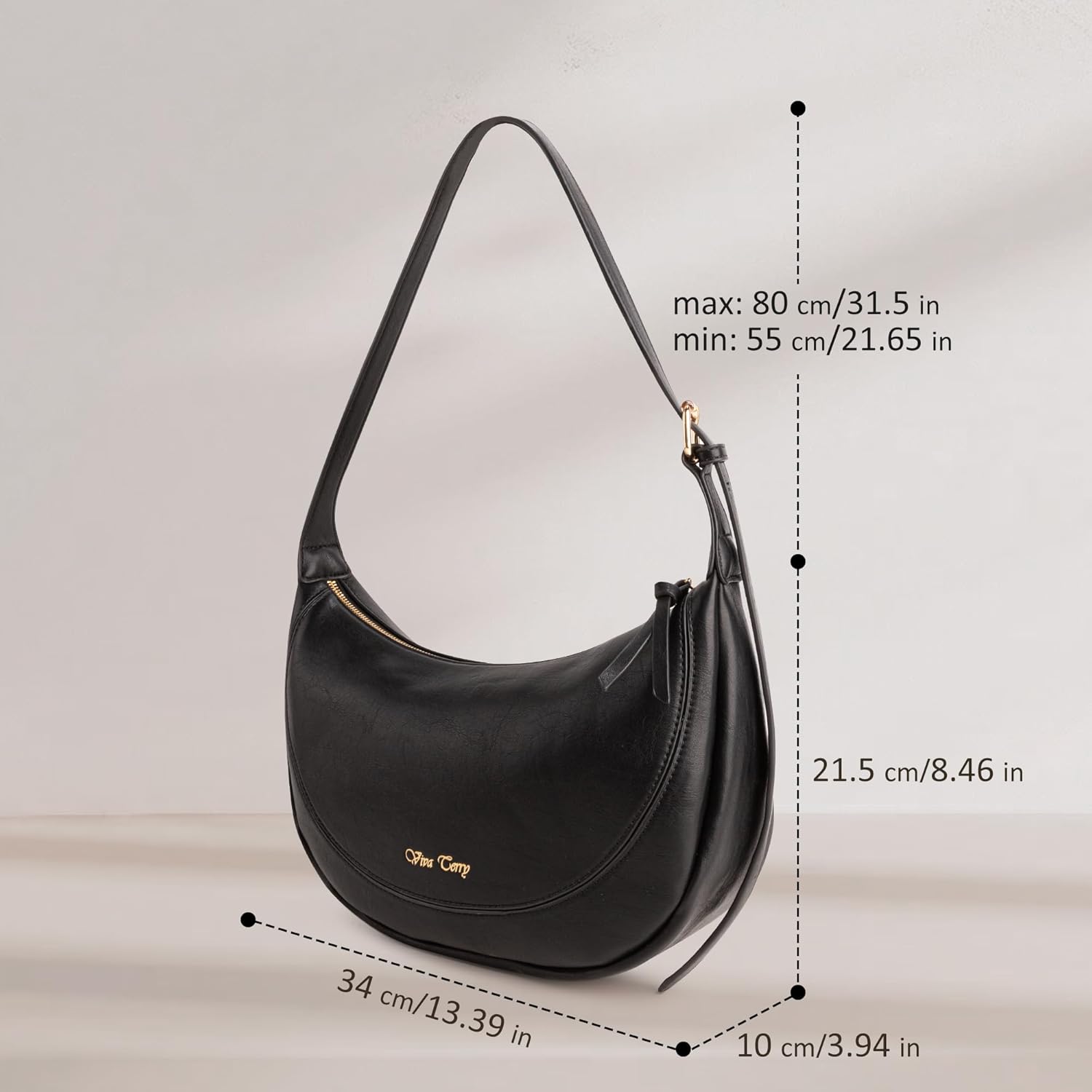 Vegan Leather Crescent Bag Casual Shoulder Purse and Handbag for Women with Adjustable Strap and Tassel