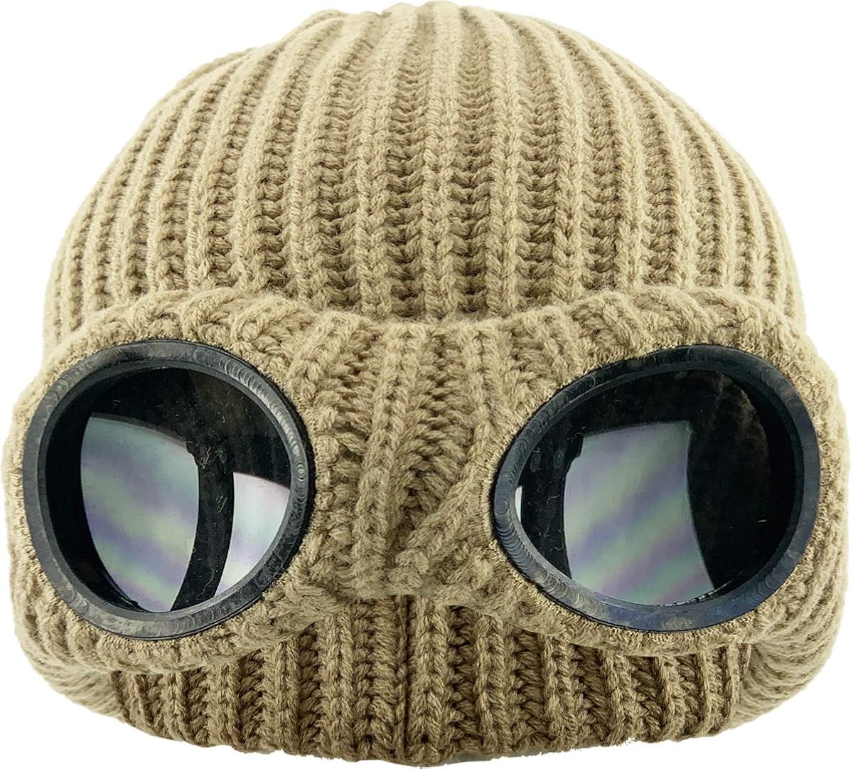 KBETHOS Goggle Lens Beanie Ribbed Knit Cuffed Winter Ski Hat Skull Cap Sunglass