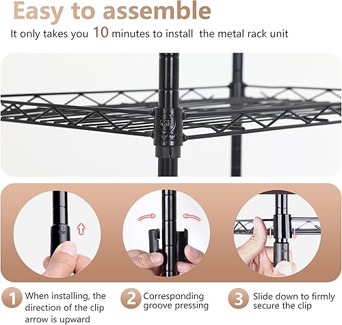 Vista 188 de FDW - Estantería metálica : 6 estantes de alambre de acero resistente ajustables, con ruedas, 48 pulgadas (L) x 18 pulgadas (An) x 76 pulgadas (A)