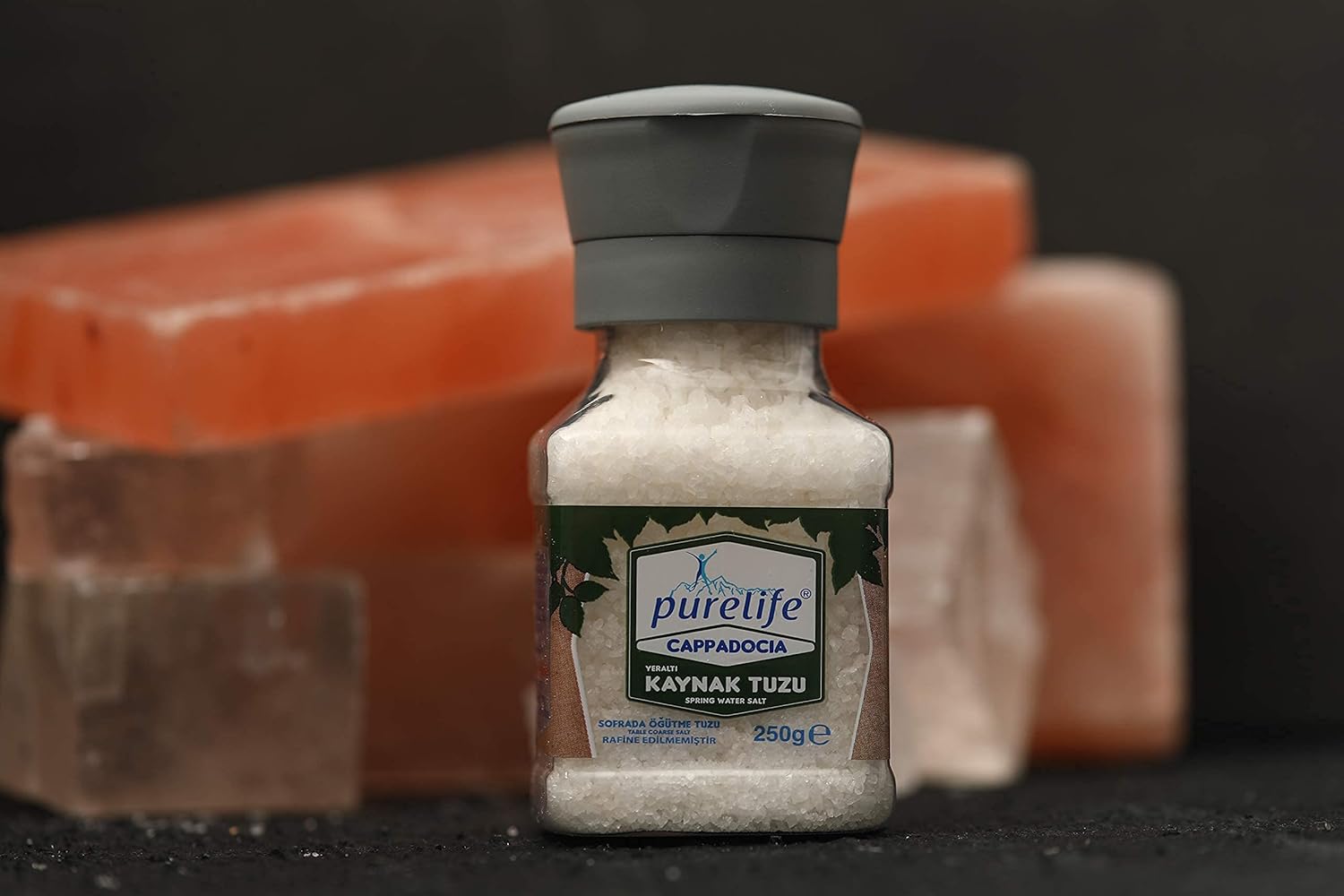 Purelife Cappadocian Spring Kosher Salt Coarse Unrefined - Gourmet Natural Spring Salt with Minerals in Pet Jar with Ceramic Mill & Himalayan Kosher Salt Pink Unrefined in Pet Jar with Shake - 8.81oz : Grocery & Gourmet Food