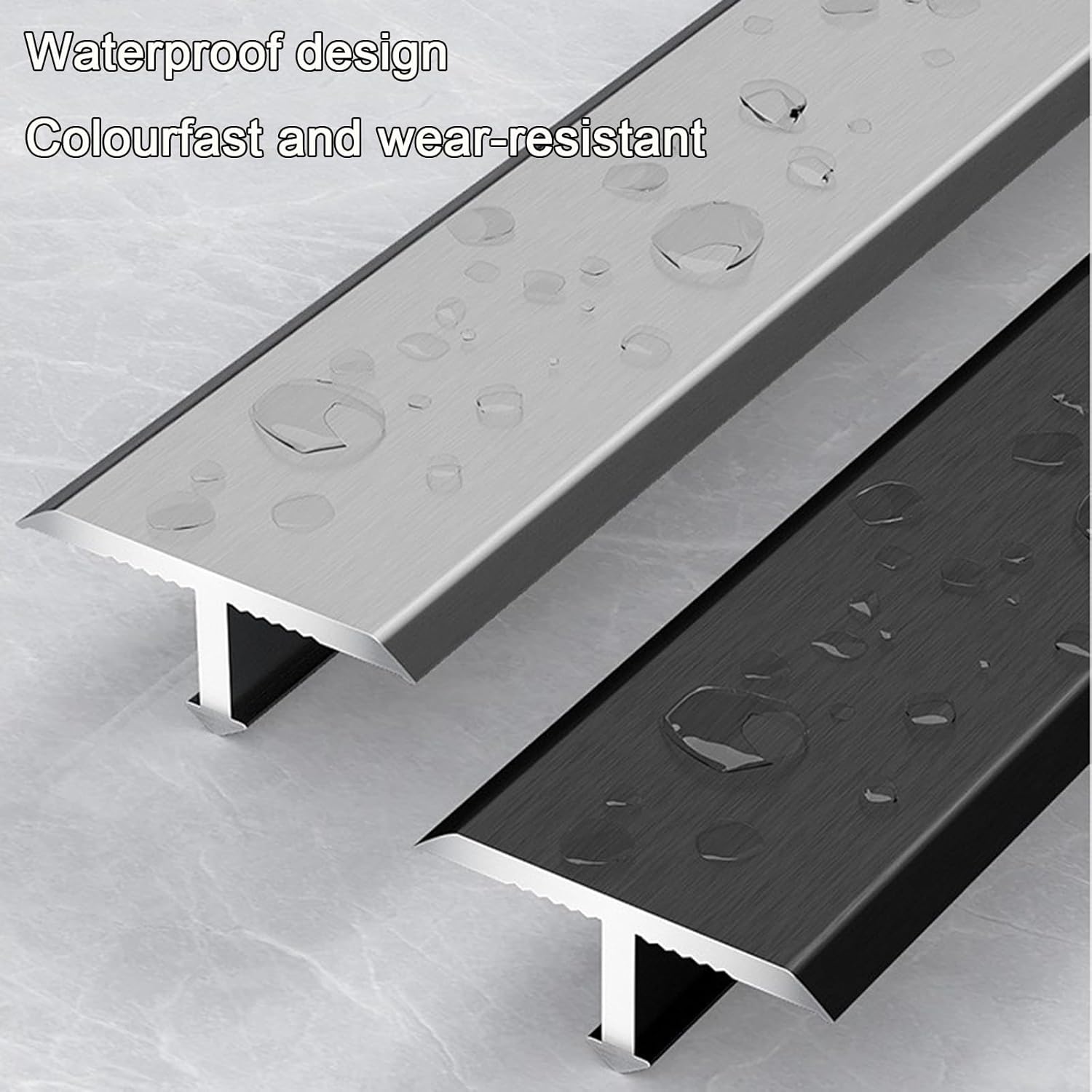 Transition Strip,Door Threshold Strip, Floor Cover Strips,Door Strip Seam Edge Strip Separation Decoration, for Tile/Wood/Laminate/Joins Gap (Color : Gray, Size : 2.7m*15mm*7.5mm) ( Color : Silver , S