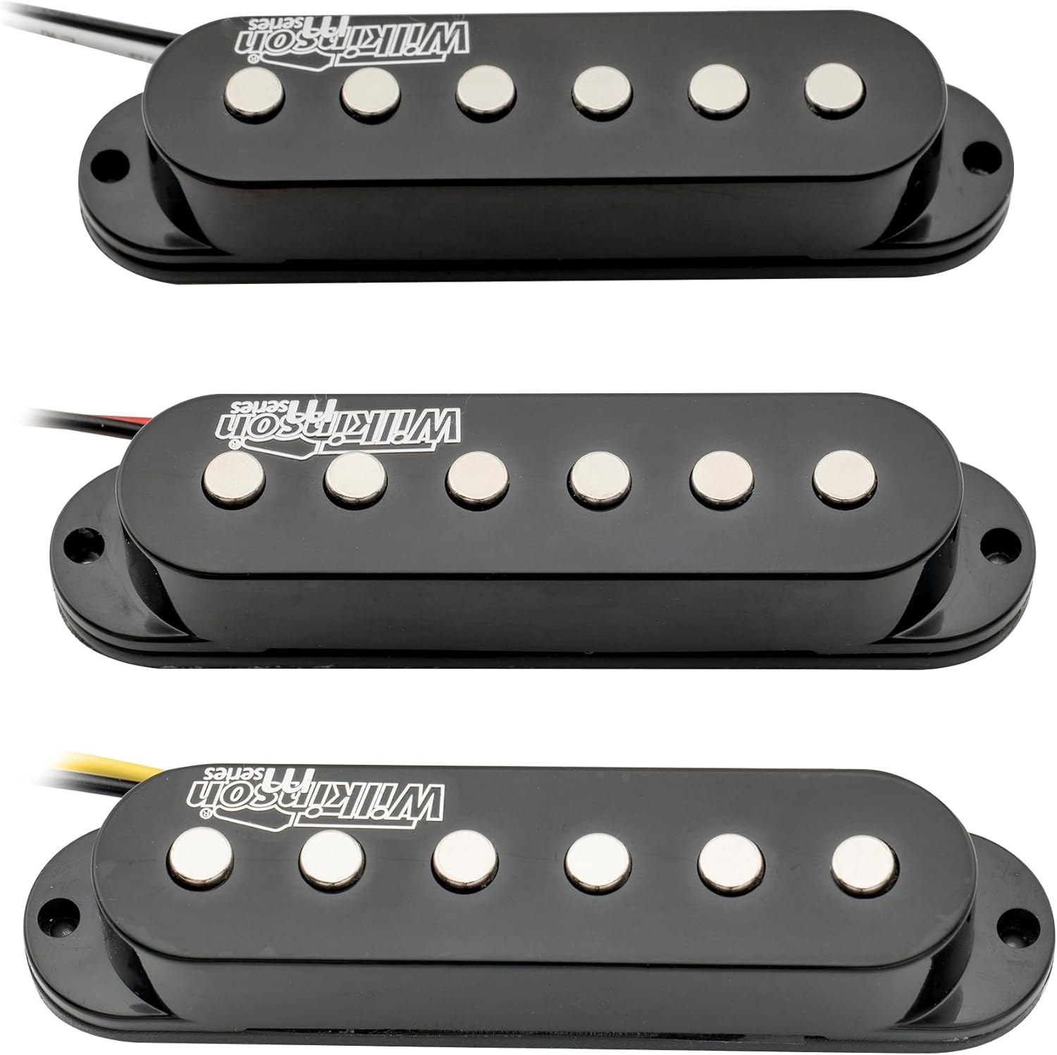 Wilkinson High Output Ceramic Single Coil Pickups Set for Strat Style Electric Guitar, Black