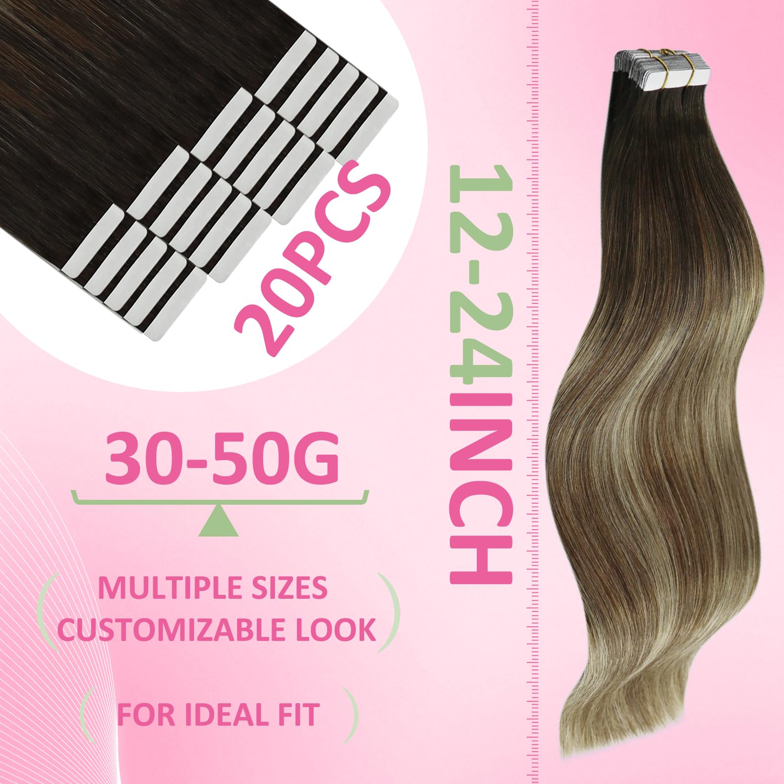 YoungSee Tape Hair Extensions Human Hair Magenta Invisible Tape on Hair Extensions Remy Human Hair for Highlight Colorful 24In Burgundy Hair for Daily Use 25G 10Pcs - Image 3
