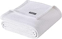 Eddie Bauer Queen 100% Cotton Waffle Weave Blanket, Soft Breathable 400 GSM for Bed or Couch (White)