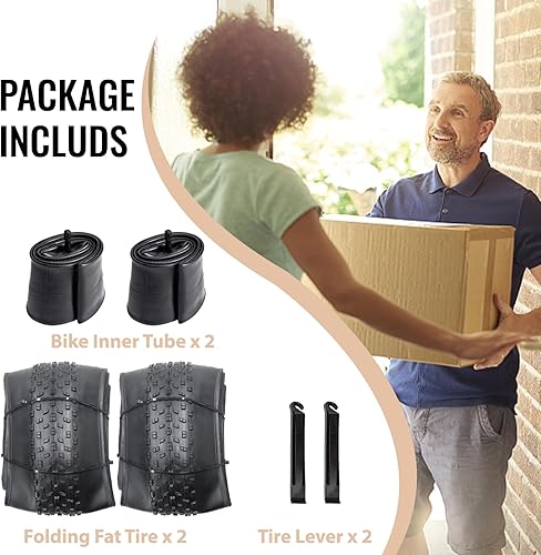 Miniatura 8 de MOHEGIA Kit de repuesto de neumáticos de bicicleta Fat Bike con neumáticos eléctricos plegables de 2026 x 4.0 pulgadas para bicicletas de montaña de