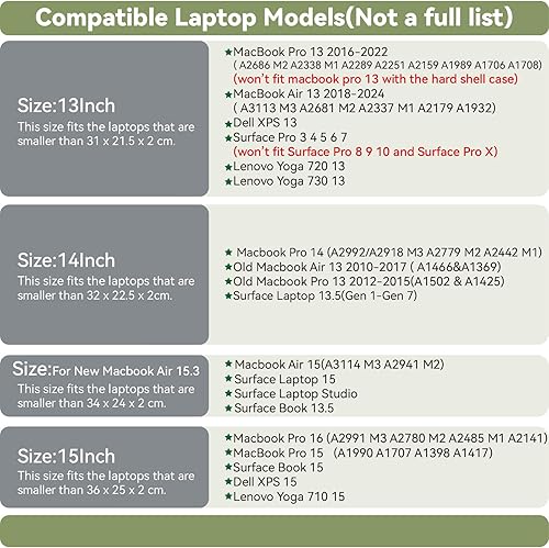 Miniatura 2 de Funda de cuero para laptop de 13 pulgadas, compatible con MacBook Air de 13 pulgadas, MacBook Pro 13, Dell XPS 13, color gris y verde