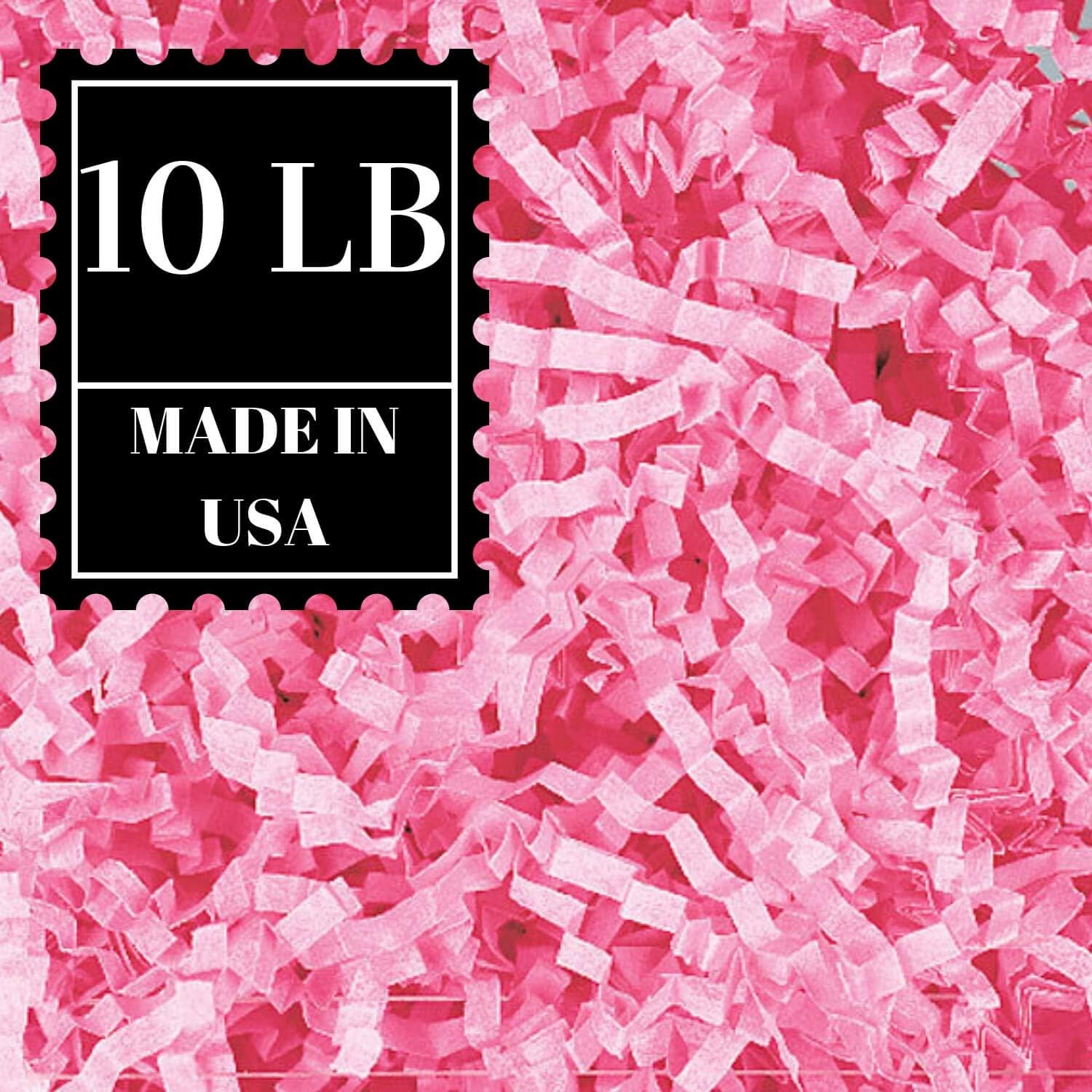 Mrs Fizz Crinkle Cut Paper Shred Filler for Packing and Filling Gift Baskets (10 LB) Pink