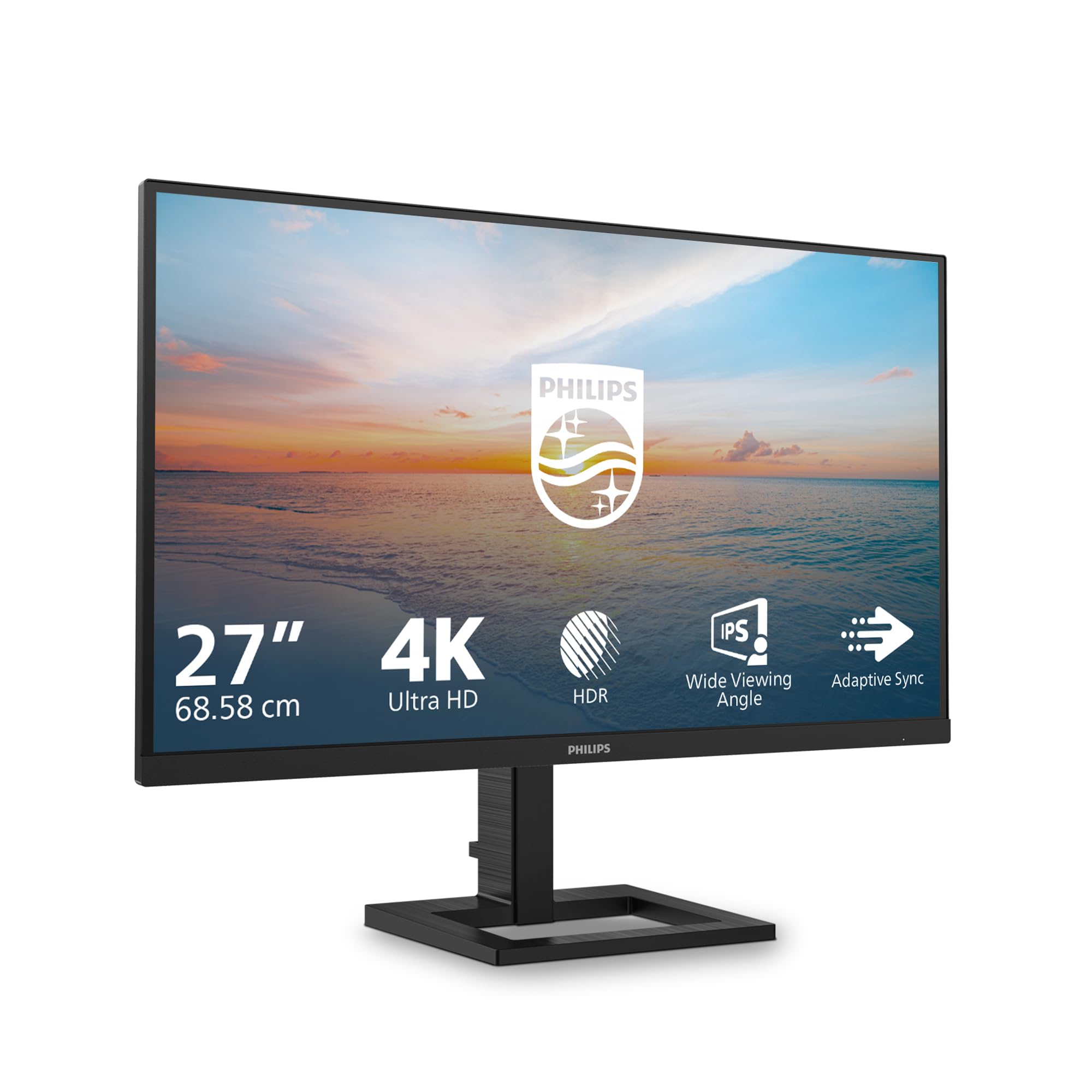 PHILIPS 27E1N1880AE 27 Zoll UHD Monitor, 60Hz, IPS Panel, 4ms GtG, Adaptive Sync, HDR10, Höhenverstellung,Lautsprecher,(3840x2160 HDMI 2X 2.0 DP 1x 1.4) Schwarz
