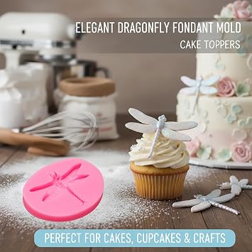 Dragonfly Silicone Mold, 3 Packs Dragonfly Fondant Molds, Pink, Decorative Pattern Design for Cake Decorating, Resin Crafts (3 Packs Dragonfly Molds)