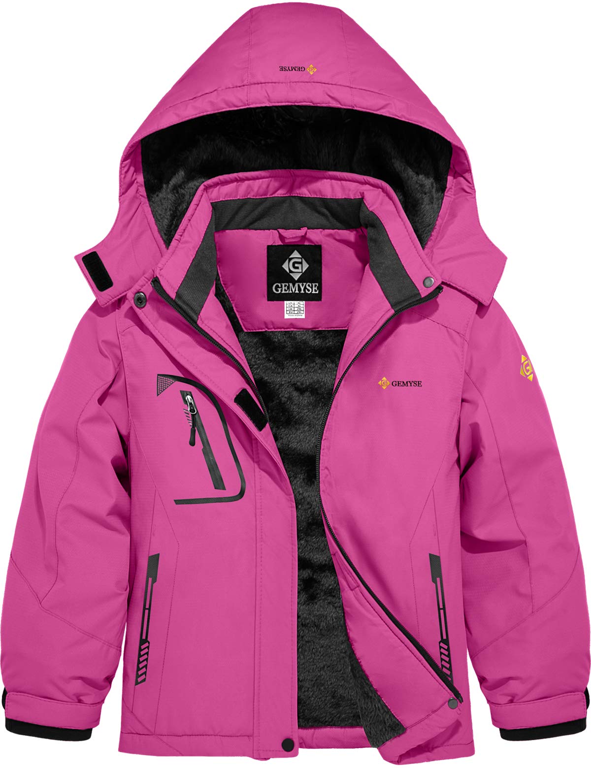 GEMYSE Bambine Giacca da Sci Impermeabile Pile Antivento Giacche Ragazze invernale Cappotto con Cappuccio