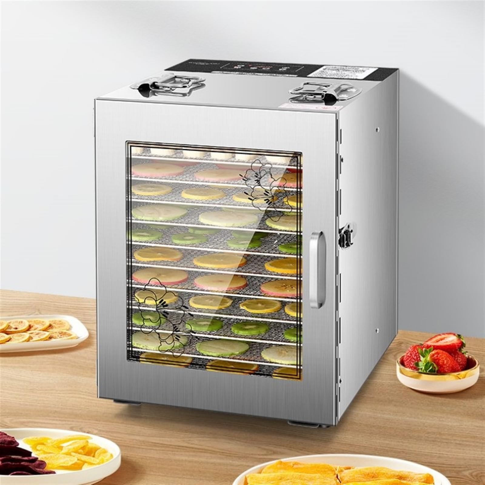 Secadora de Alimentos Secador de frutas 12 capas, máquina frutos secos for el hogar, comercial, mora pequeña, aperitivos for mascotas, carne, verduras, pescado seco, freidora aire
