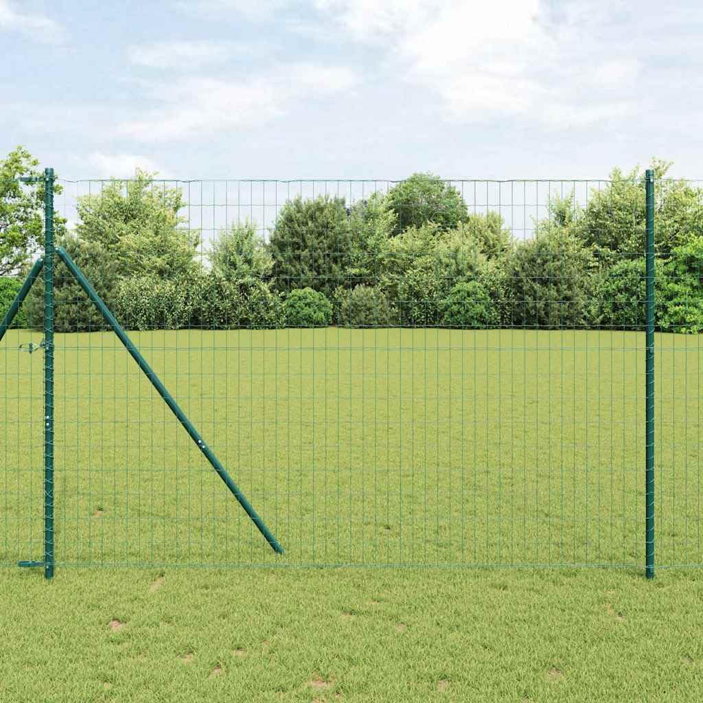 Ogrodzenie euro, zielone, 1,6 x 10 m, żelazo powlekane PCW, wytrzymałe ogrodzenie ogrodowe do ogrodu i na taras, trwała bariera dla zwierząt, łatwy montaż