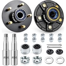 2 Sets 3500 lbs Pre-Iubricated Trailer Hub Spindle Kits with 5 on 4.5 Trailer Hub &1-1/16'' to 1-3/8'' #84 Tapered Spindle.Pre-Assmelde L44649 L68149 Bearing and Grease Seal Trailer Hubs 5 Lug