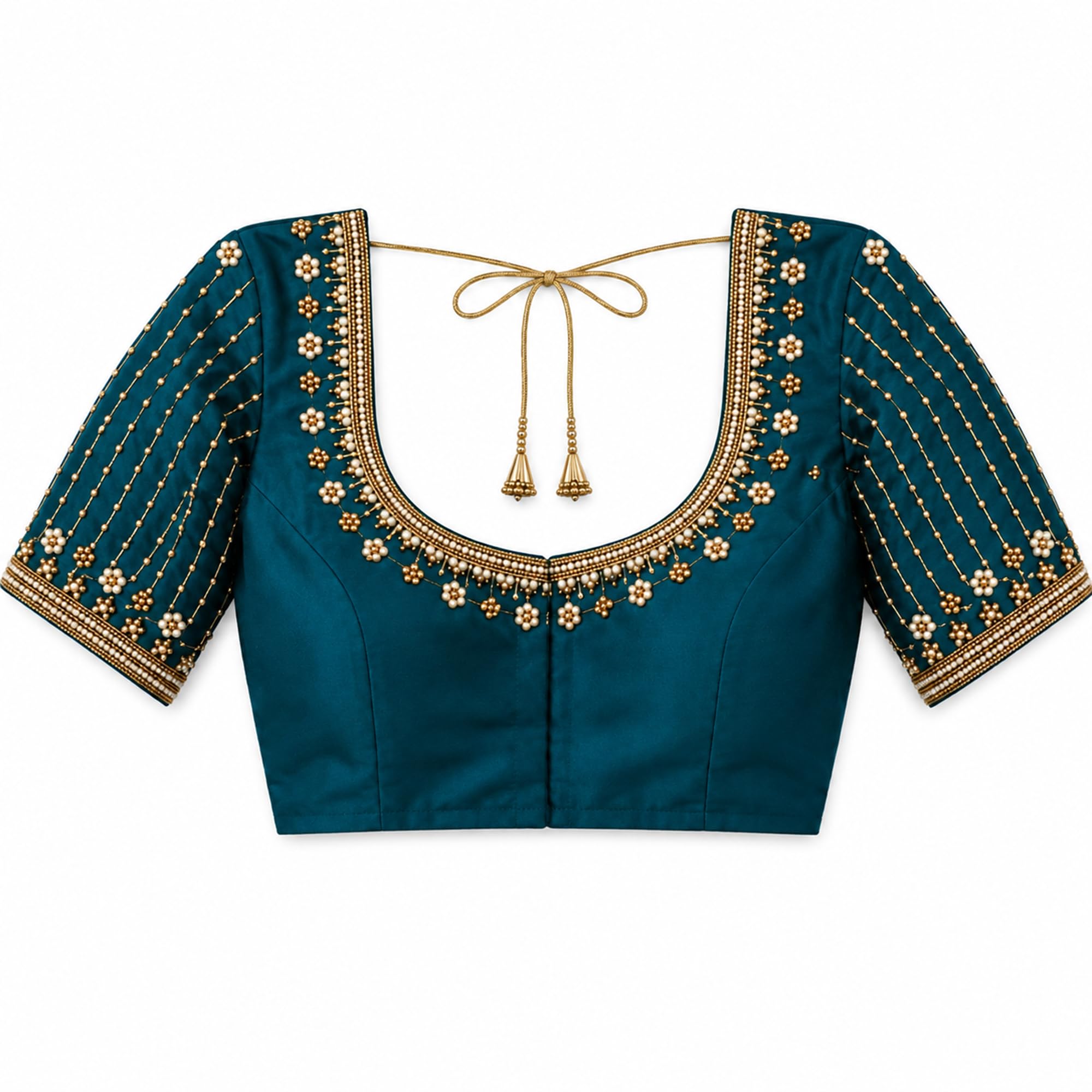 LEMURRA Custom Stitching Aari Work Blouse for Women | Handmade Designer Blouse | Personalized Colour & Size | Pearl & Bead Embroidery | Wedding, Bridal, Silk Saree Blouse-image-35