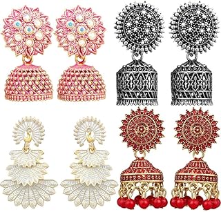 Fashion Frill Multicolor Oxidised Earrings Jhumka Set For Women Girls Stylish Traditional Pearl Small Jhumki Earings Pair ... Price In India