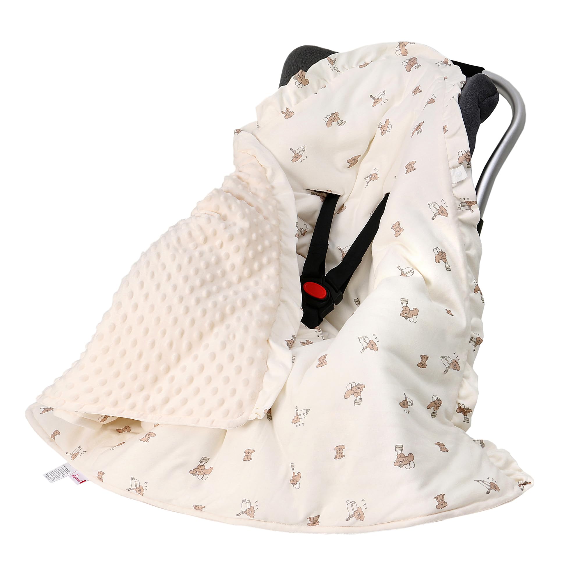 amo nenes Baby Car Seat Blanket for Babies, Baby Swaddle Blanket, 3-Layer Warm Wrap Blanket for Car Seat, Pushchair, Pram, Buggy, (Dog) 90 x 90cm
