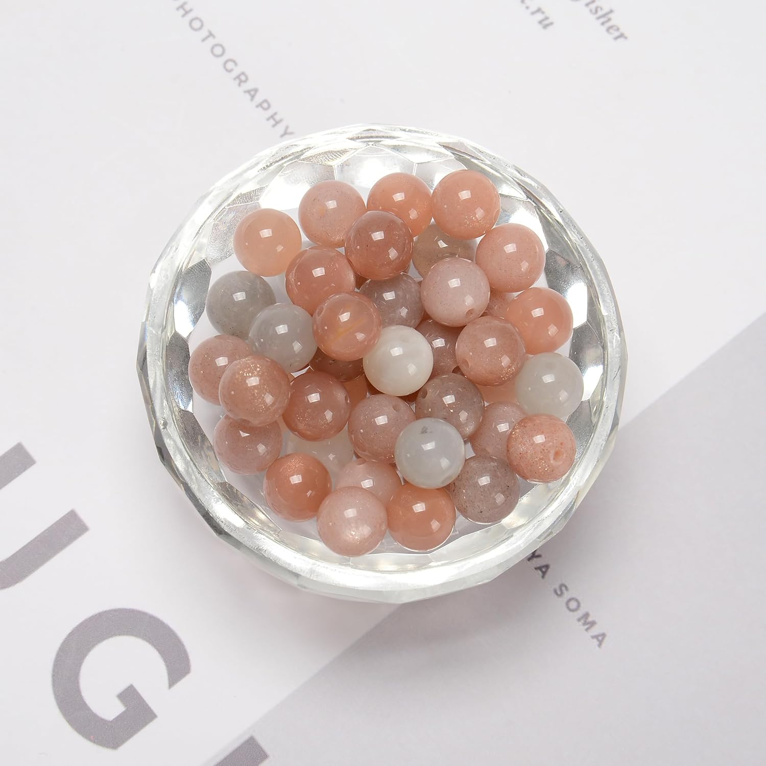 94Pcs (2Pcs/Set) 8mm Multi-Color Peach Moonstone Smooth Round Beads Natural Stone Beads AAA Grade Premium Round Gemstone Genuine Real Stone Loose for DIY Bracelet Jewelry String Making - Image 3