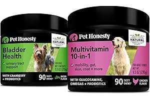 PetHonesty Cranberry Bladder Health + 10 in 1 Dog Multivitamin Soft Chew Supplement Bundle