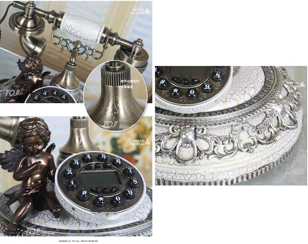 Qdid Antique Telephone, Vintage Retro Landline House Home Phone Handset, Corded Machine Fashion 60s Classic Dial (Color : White-1)