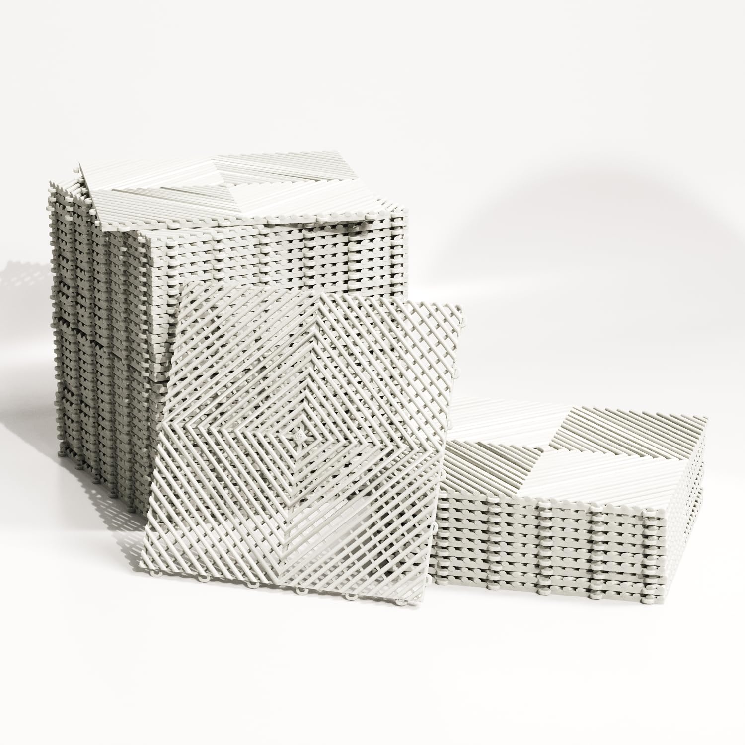 Set di 25 lastre per garage in PVC Clipsable 40 x 40 x 1,8 cm, bianco (4 m²), piastrelle traforate resistenti, antiscivolo e drenanti, rivestimenti per pavimenti esterni, terrazza spa