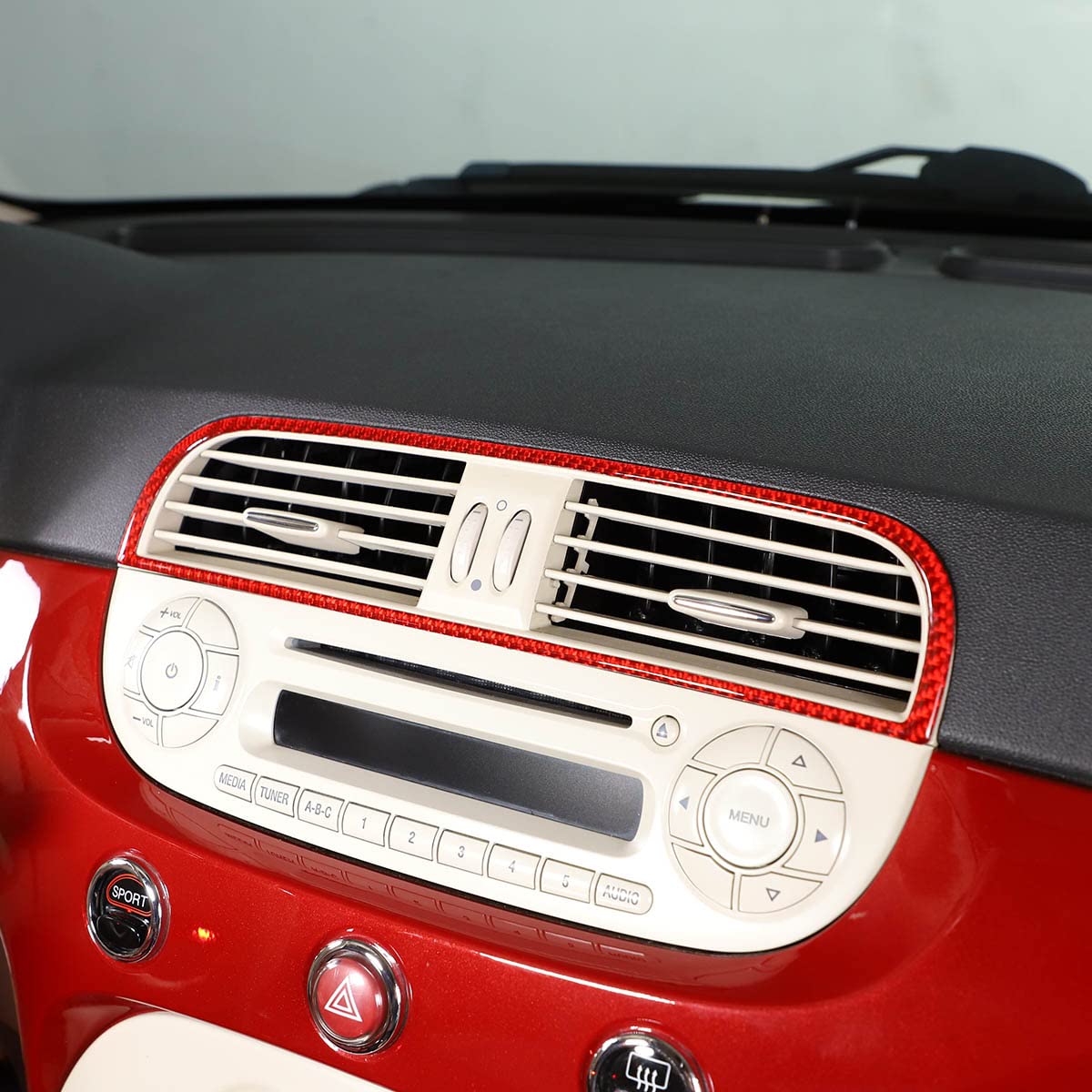 Copertura Cornice Aria Condizionata Per Fiat 500 (2016-2022) - In ABS Con Effetto Fibra Di Carbonio