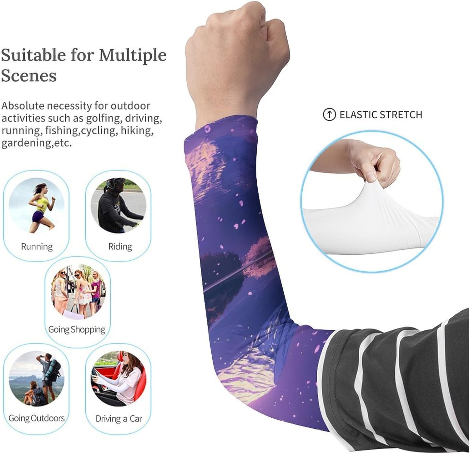 Japan Mount Fuji Cherryes Arm Sleeves Sun Protection Sleeves Sports Cooling Arm Compression Sleeve for Men Women