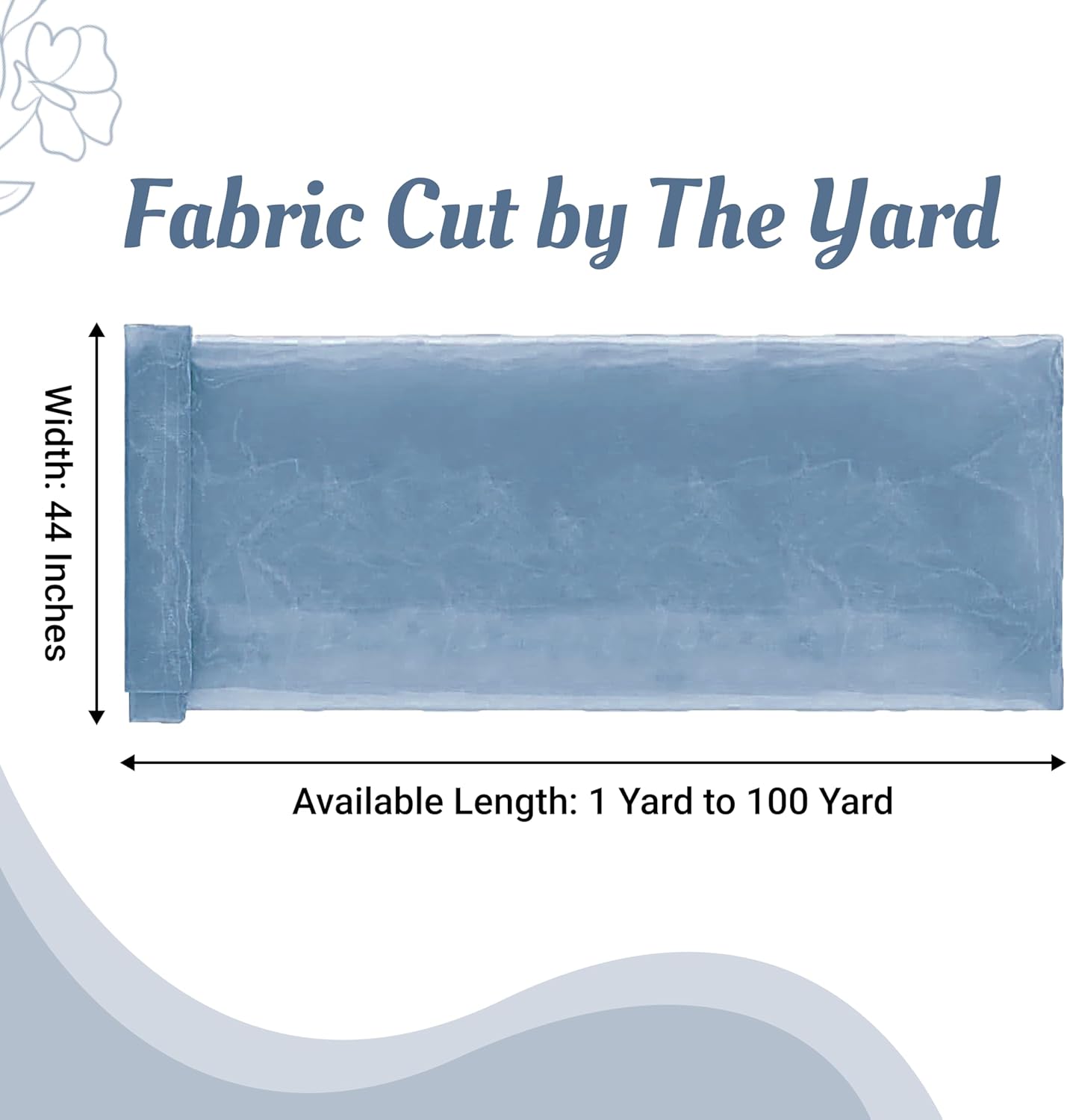 MDS Pack of 15 Yard Sheer Organza Fabric for Wedding Party Home Event Banquet Decorations, Backdrop Curtain Craft Dress Sewing Fashion DIY Crystal Organza Tulle Fabric Bolt 44” Wide - Baby Blue