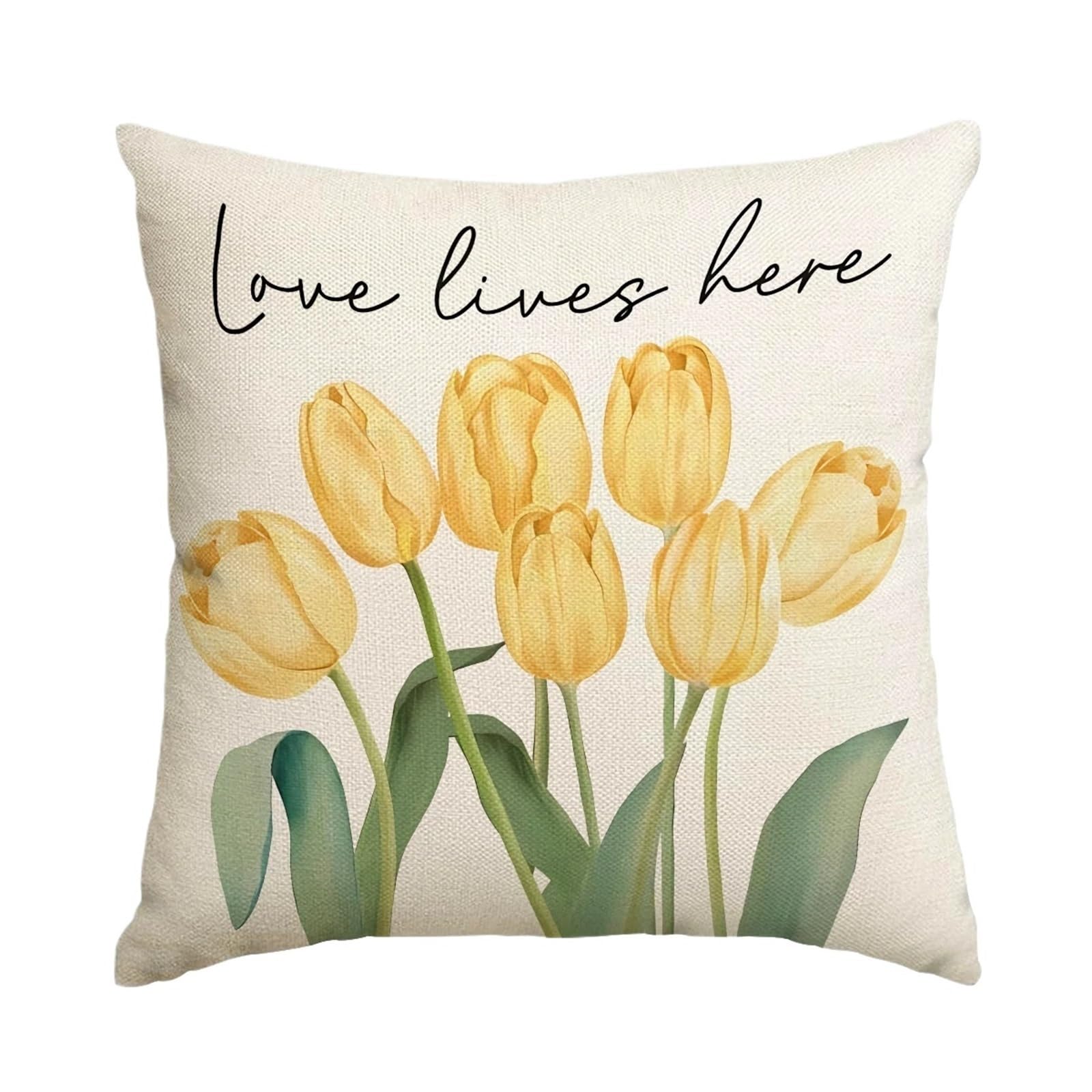 MKYYIOED Cushion Covers Cushion Cover Spring Summer Floral Print Rustic Style Room Decor Living Sofa(Color3,40x40cm 16x16inch)