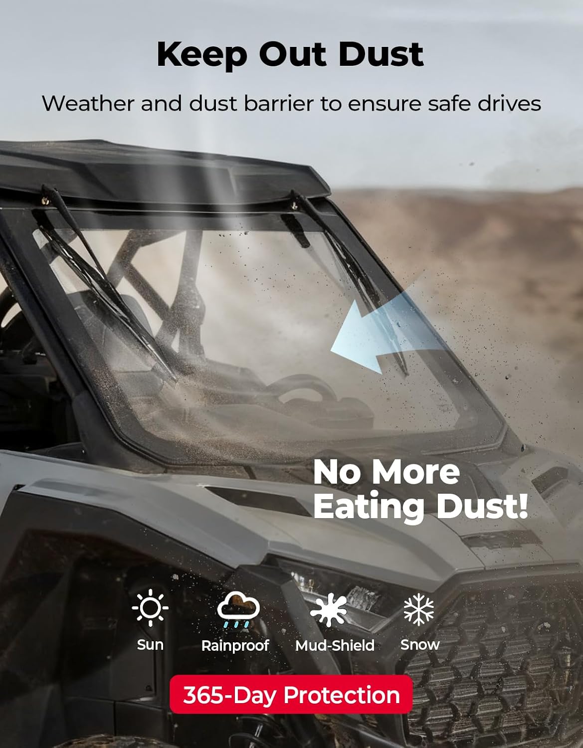 KEMIMOTO 2025 PRO XP Glass Windshield with 2 Manual Wipers Compatible with 2025-2026 Polaris RZR PRO XP/ PRO XP4/ PRO S/ PRO S4, DOT Two-Layer Laminated Glass Front Window Anti-UV Full Windshield