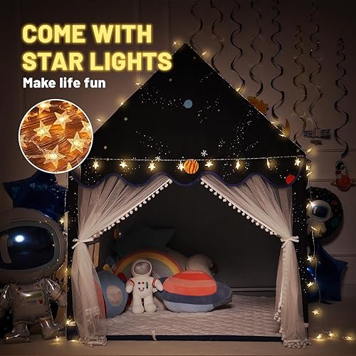 Miniatura 5 de Wilwolfer Tienda de campaña espacial para niños en el interior con paspartú, luces de estrella, tienda de campaña para niños, juguetes espaciales