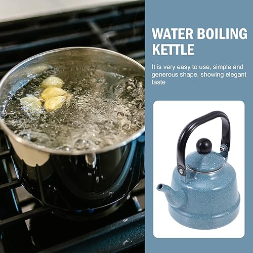 Miniatura 6 de Angoily Tetera esmaltada, tetera esmaltada de porcelana grande, tetera de agua caliente, tetera para estufa, diseño clásico retro pequeño, 1.1