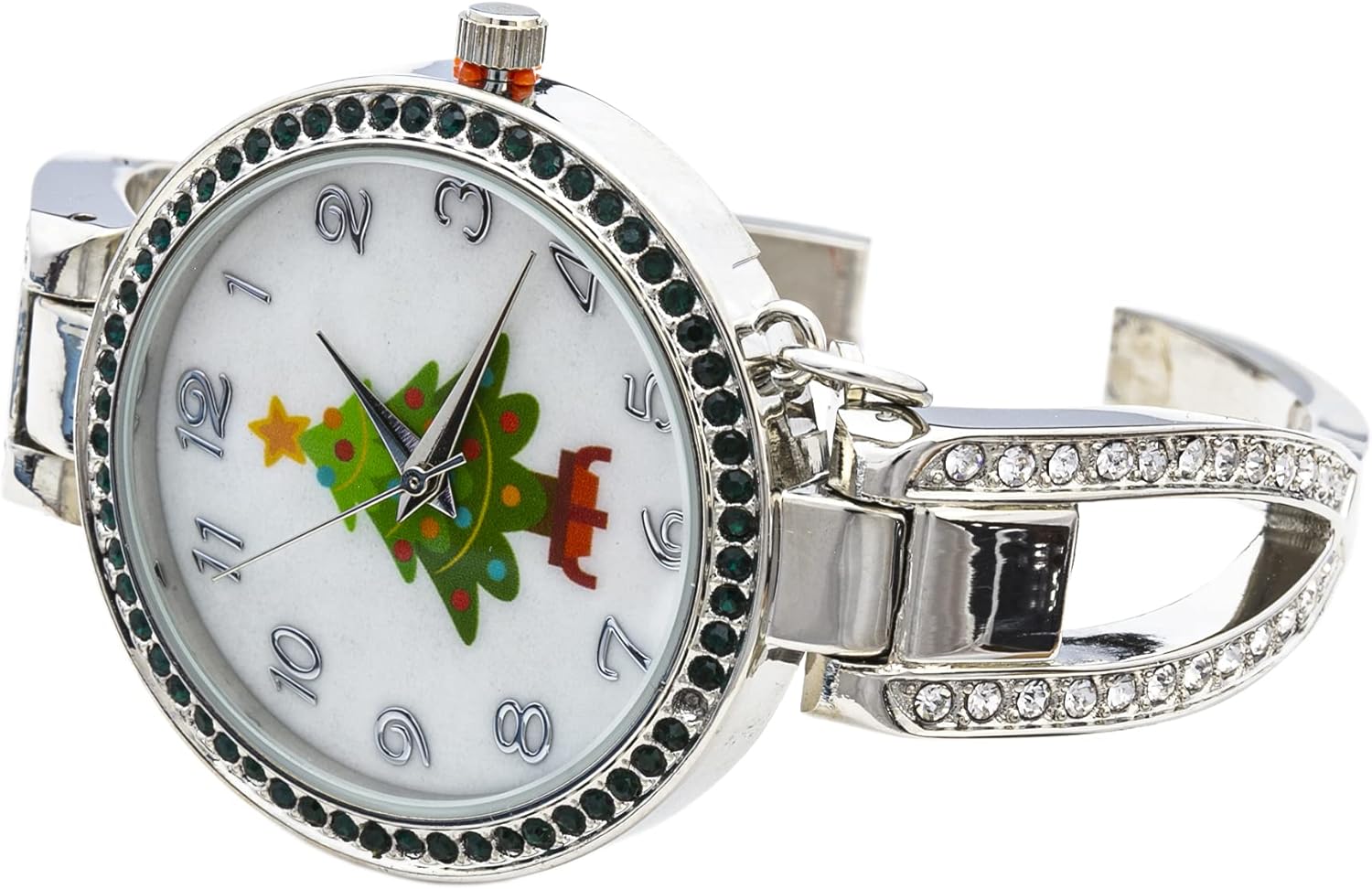 Blekon Collections Women's 34mm Case Rhinestone Dial Metal Cuff Bangle Watch