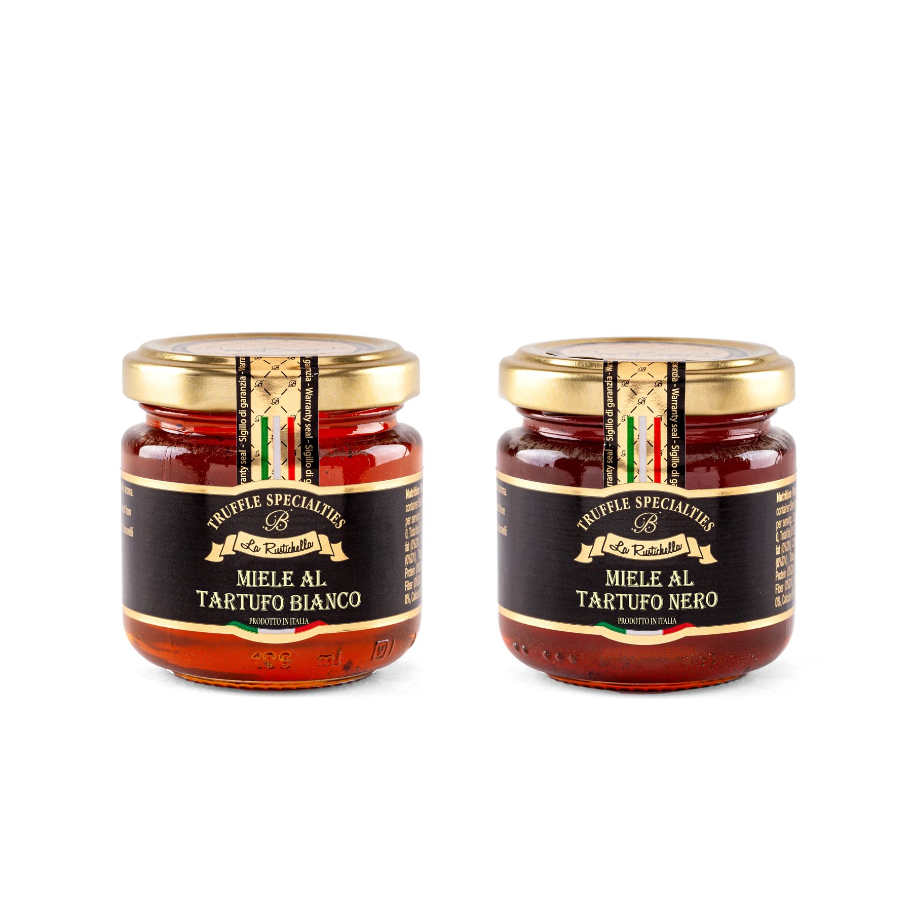 La Rustichella - Set Black Truffle Honey (140g - 4,93 OZ) & White Truffle Honey (140g - 4,93 OZ) | Gluten Free, Cholesterol Free
