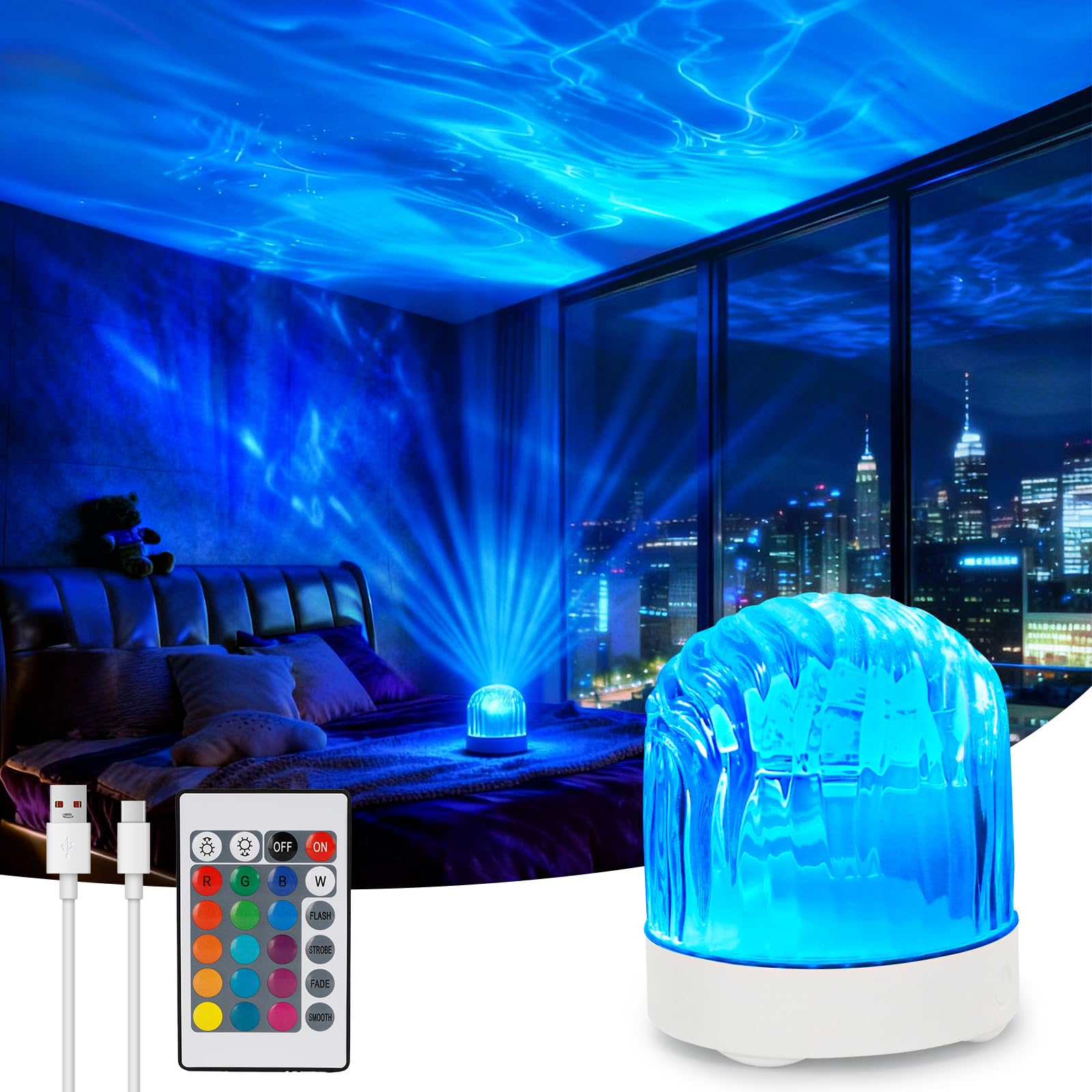 Wixwarmi White Galaxy Projector Night Light, 16 Colors Brightness Dimmable Rechargeable Northern Lights Projectors, Sensory Lights With Remote Control, Aurora Light Projector For Bedroom/Party/Game Room