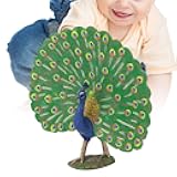 Qiilu Peacock Figurine, Peacock Model Highly Simulation Home Office Decoration Ornament Children Toy Peacock Model