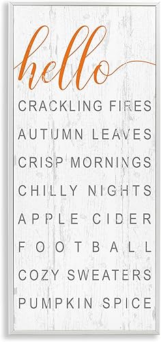 Stupell Industries Hello Fall Favorites Phrases Framed Giclee Art by Jessica Mundo