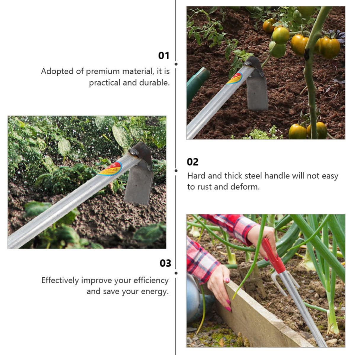 2 Pièces Houe de Jardin Manuelle, Houe Forgée, Acier Inoxydable, Rouge, pour Bonsaï et Sol, Jardinage Domestique, Transplantation de Bonsaï, Ameublissement du Sol et Désherbage
