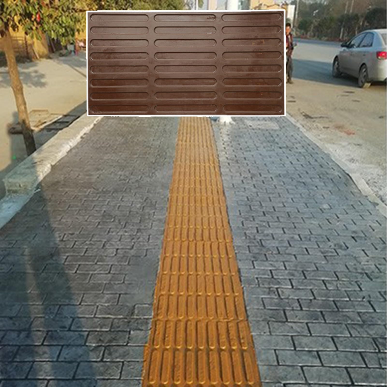 JYBNBBE Concrete Stamps Mats for Tactile Paving, Blind Path Concrete Stamp Mold, Polyurethane Stamping Texture Mat, Reusable Concrete Imprint Pad (75x40cm(29.5x15.7))