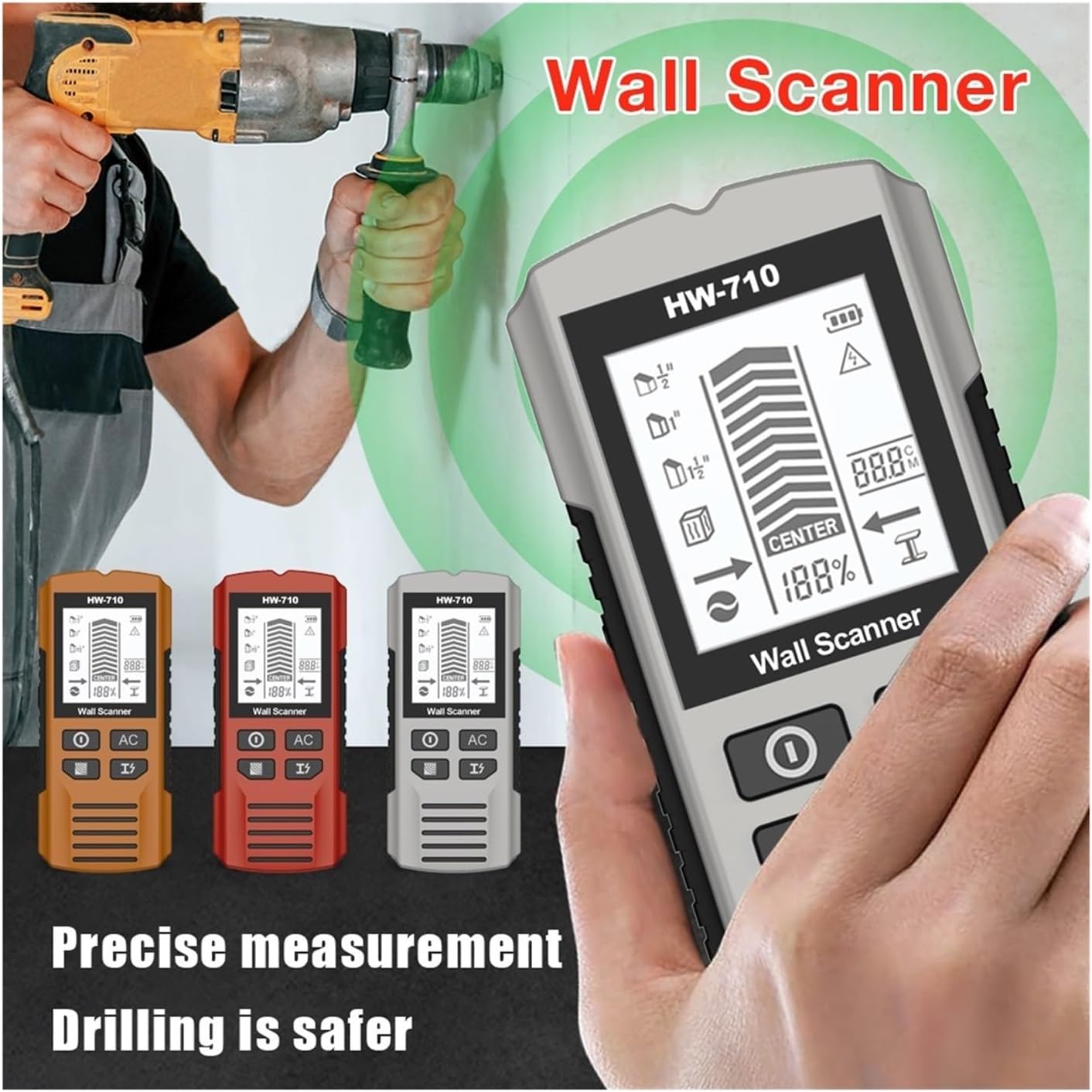 Wall Detector Scanner, Wall Metal Detector Depth Wall Stud Finder Metal Wood Studs Voltage Live Wire Detect Wall Scanner Electric Finder,Metal Stud Finder